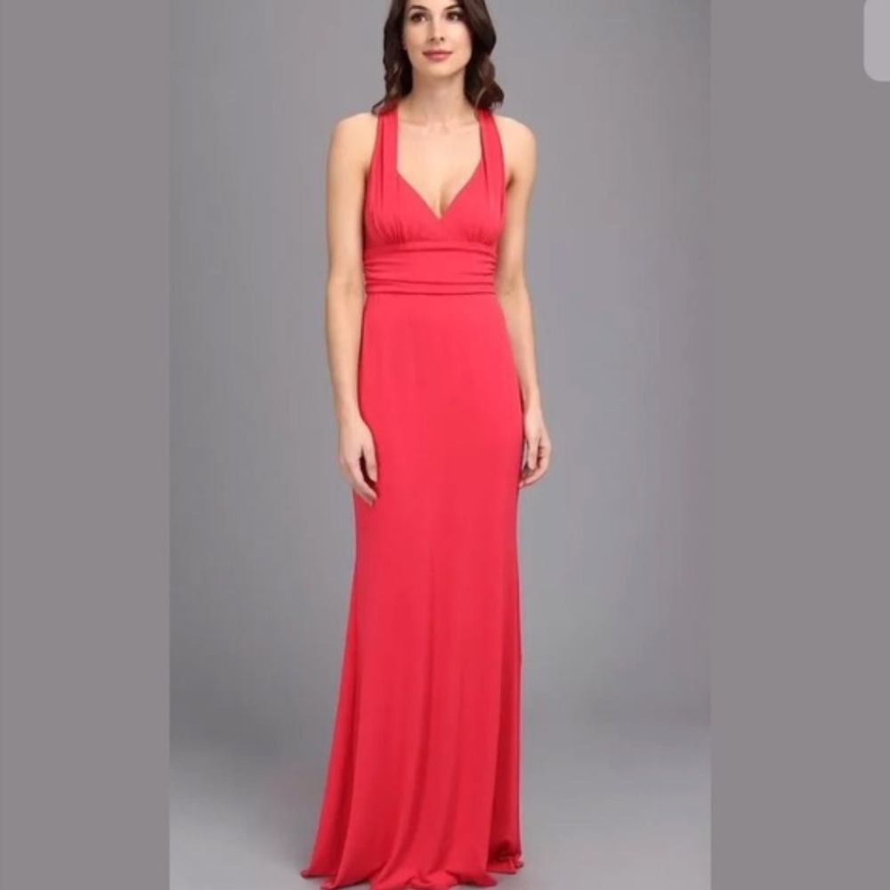 Nicole Miller hot pink halter maxi dress